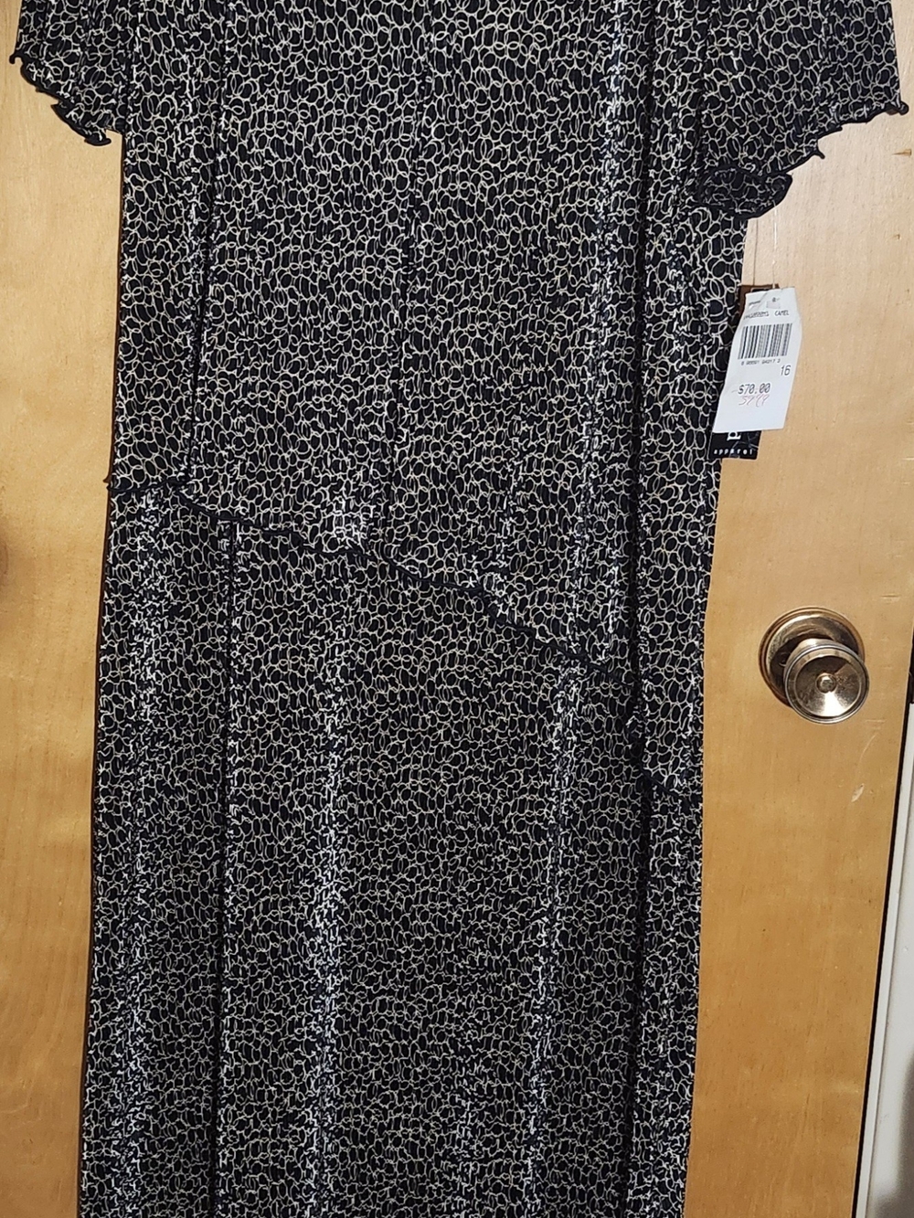 connected apparel Black and White Printed Midi Dress